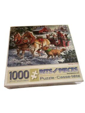 Winter Scene Taking A Ride 1000-Piece Jigsaw Puzzle 20" X 27" Bits And Pieces